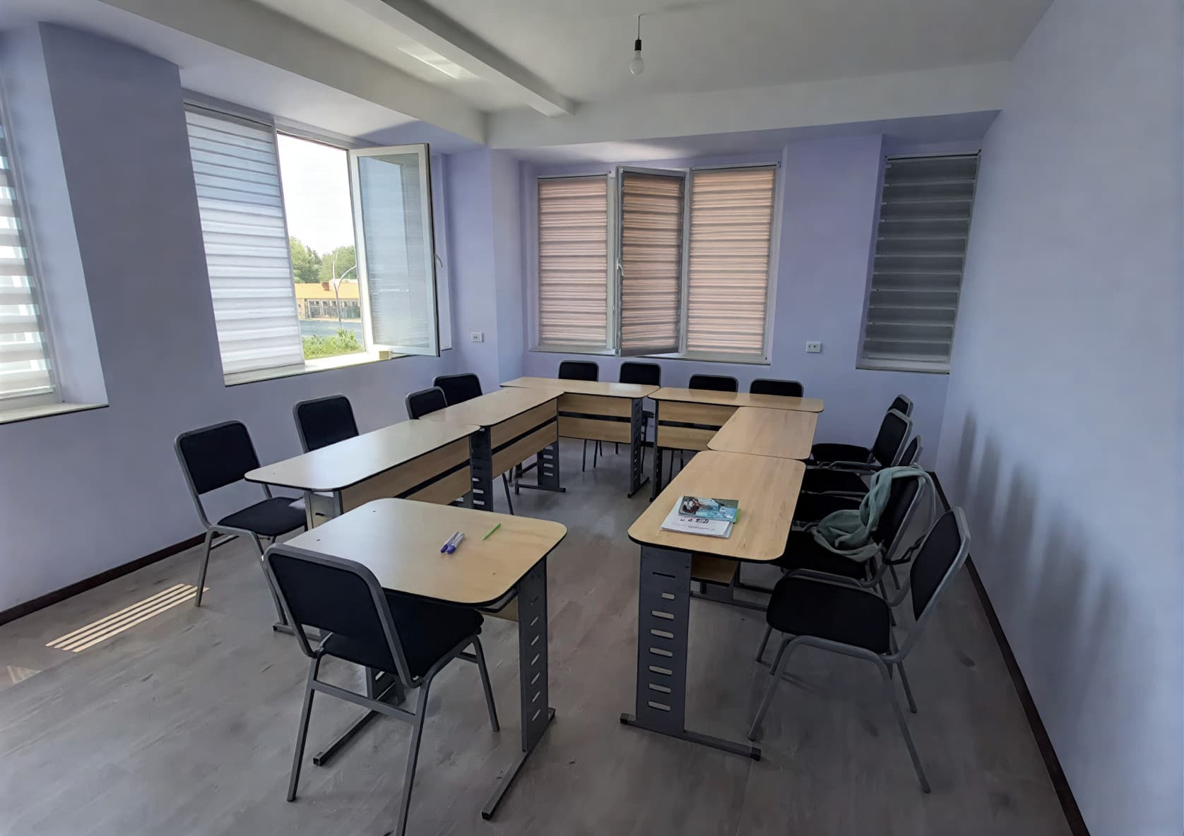 Modern classroom with students